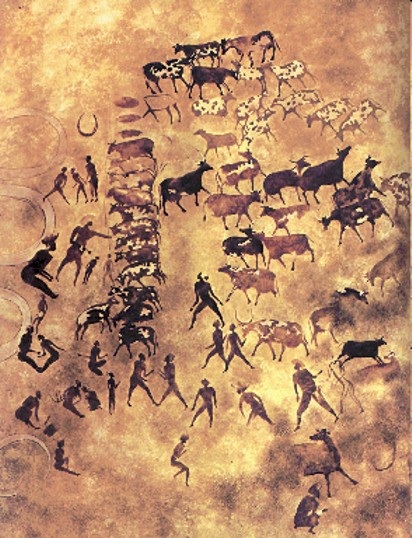 Felszeichnungen in der Tassili (c) Viezüchter mit Herde