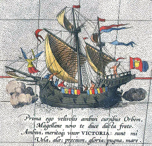 Ausschnitt aus einer Karte von Magellans Schiff Victoria
